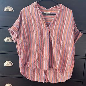 Madewell Courier Button-Back Shirt in Rainbow Stripe size M